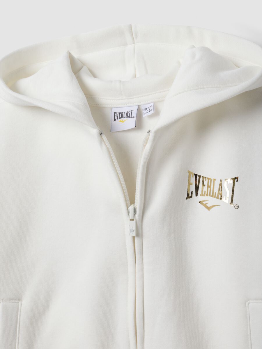 White cotton-blend hooded sweatshirt for girls_3