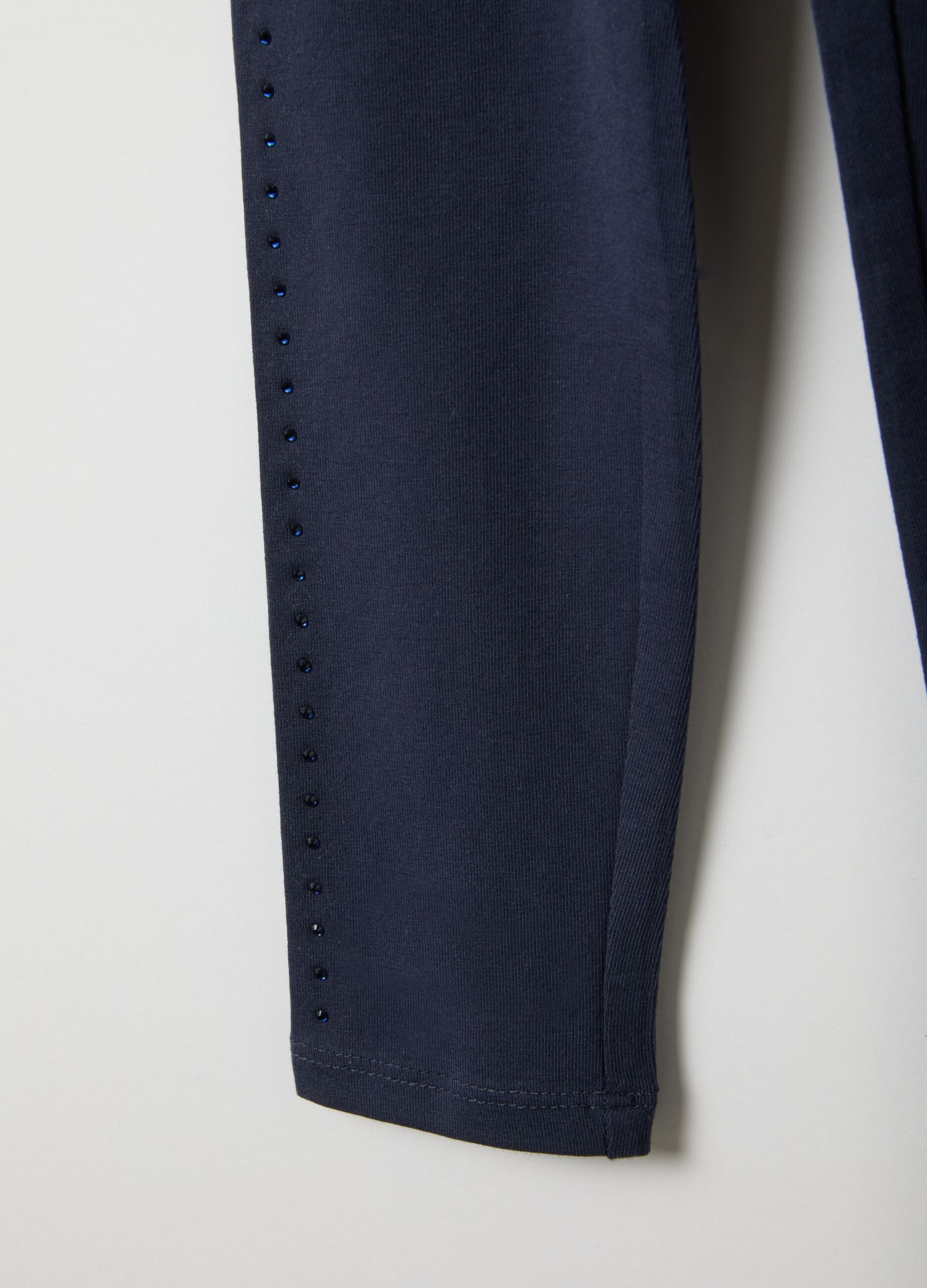 Girls' Blue Stretch Cotton Skinny Fit Leggings
