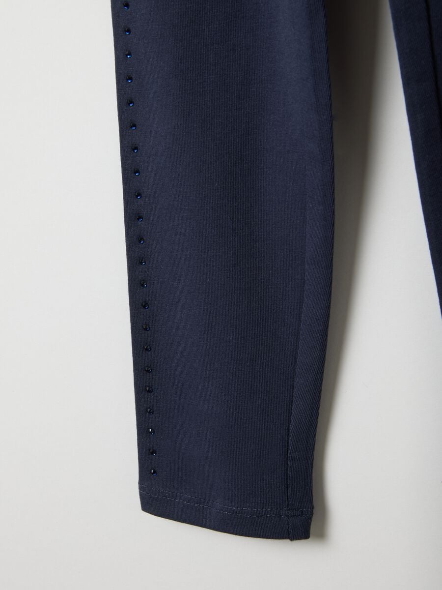 Girls' Blue Stretch Cotton Skinny Fit Leggings_3