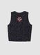 Black stretch cotton tank top with animal print_4