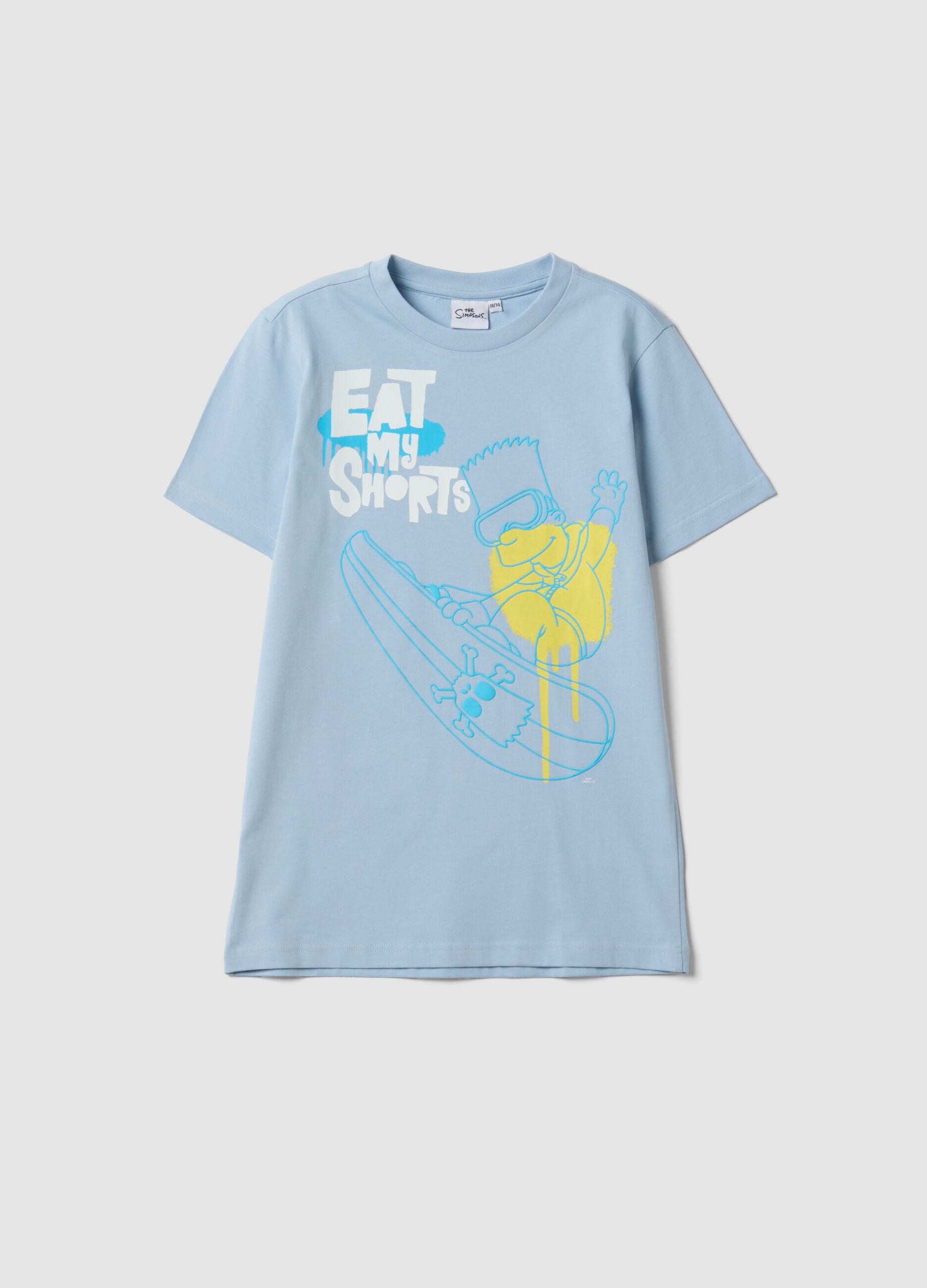 Boys&rsquo; light blue pure cotton T‑shirt with Simpsons print