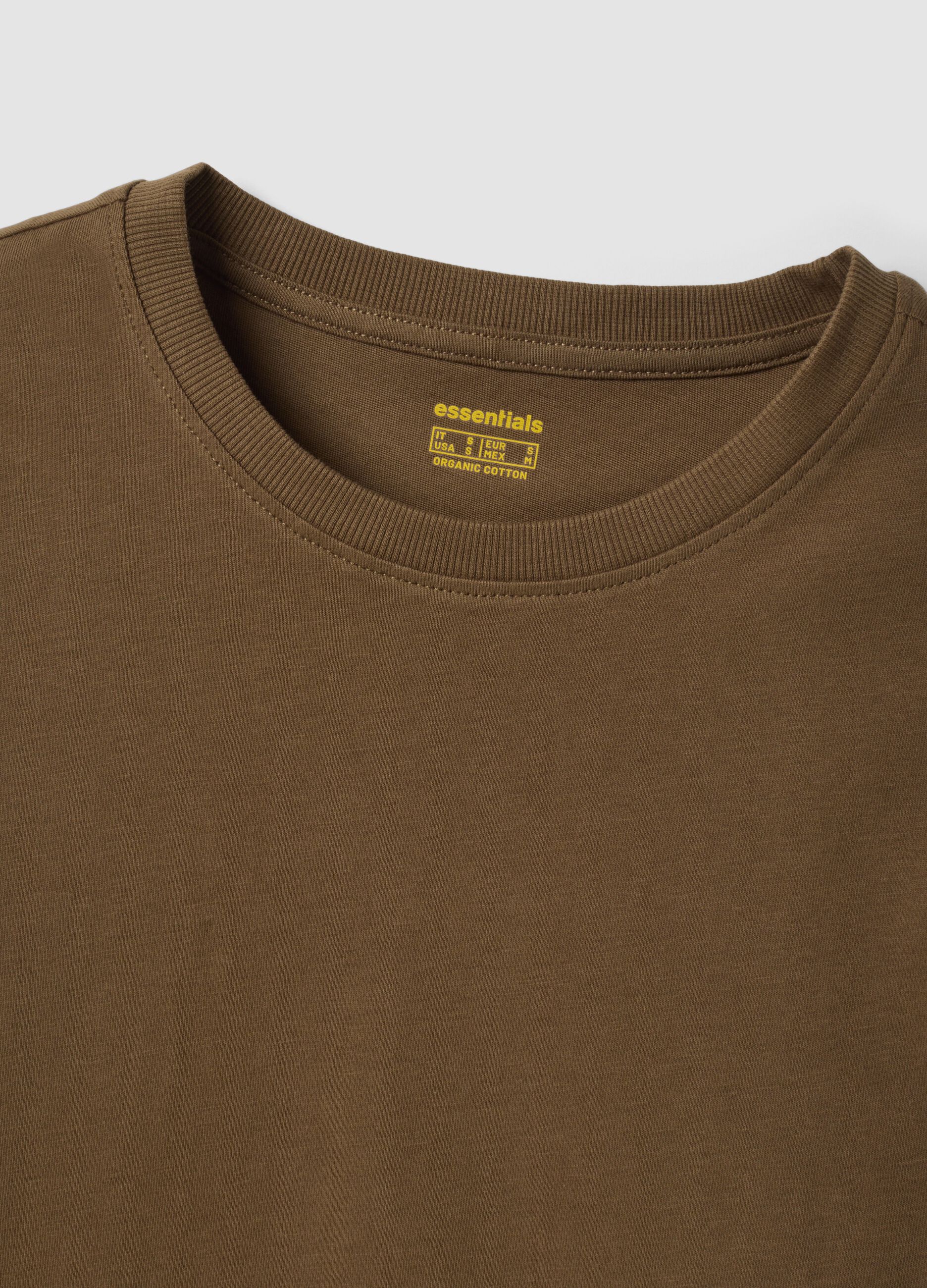 T-shirt verde in puro cotone organico a girocollo regular fit