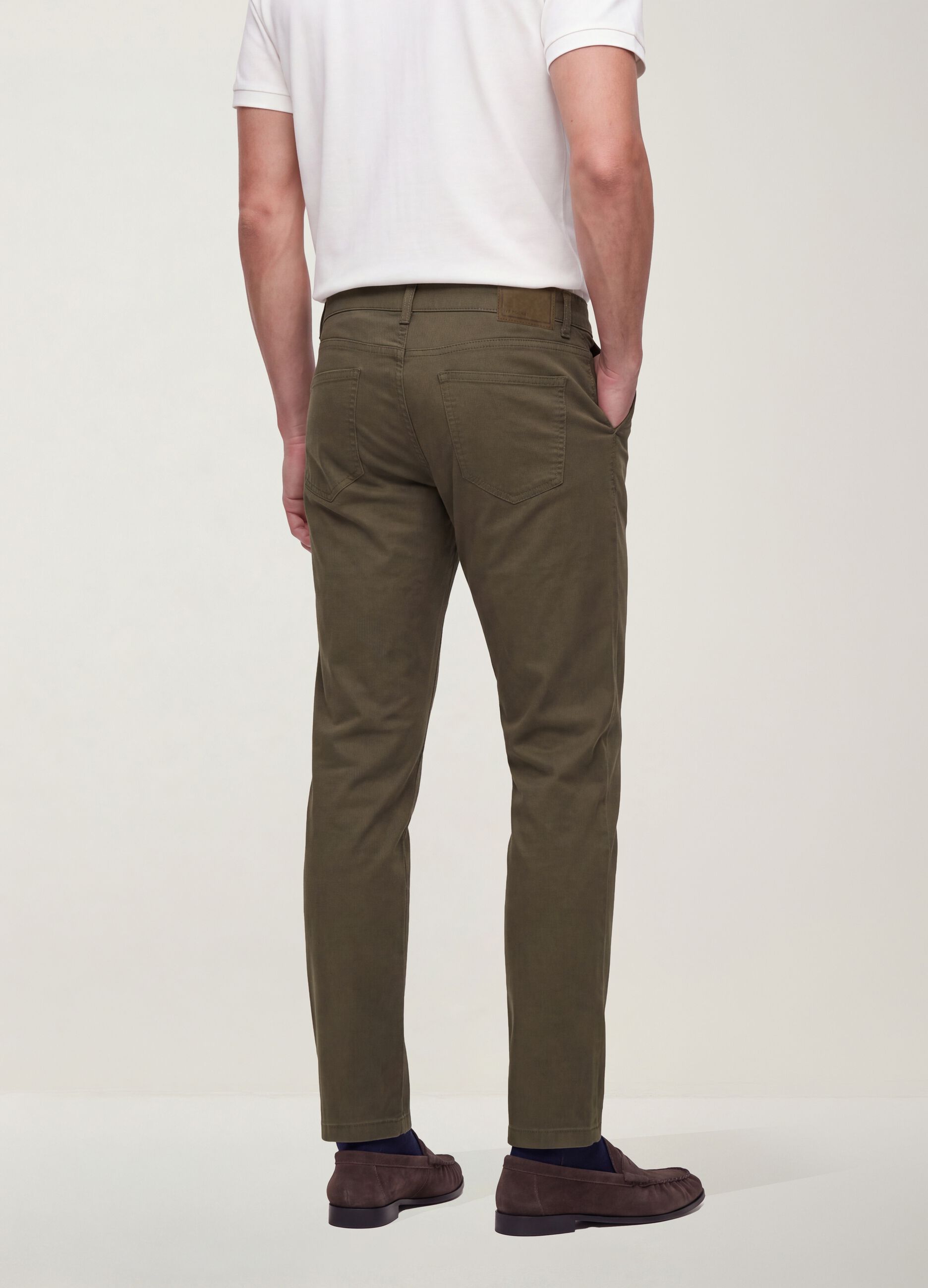 Green slim-fit stretch cotton twill trousers