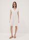 White pure cotton dress with broderie floral embroidery and V-neck_0