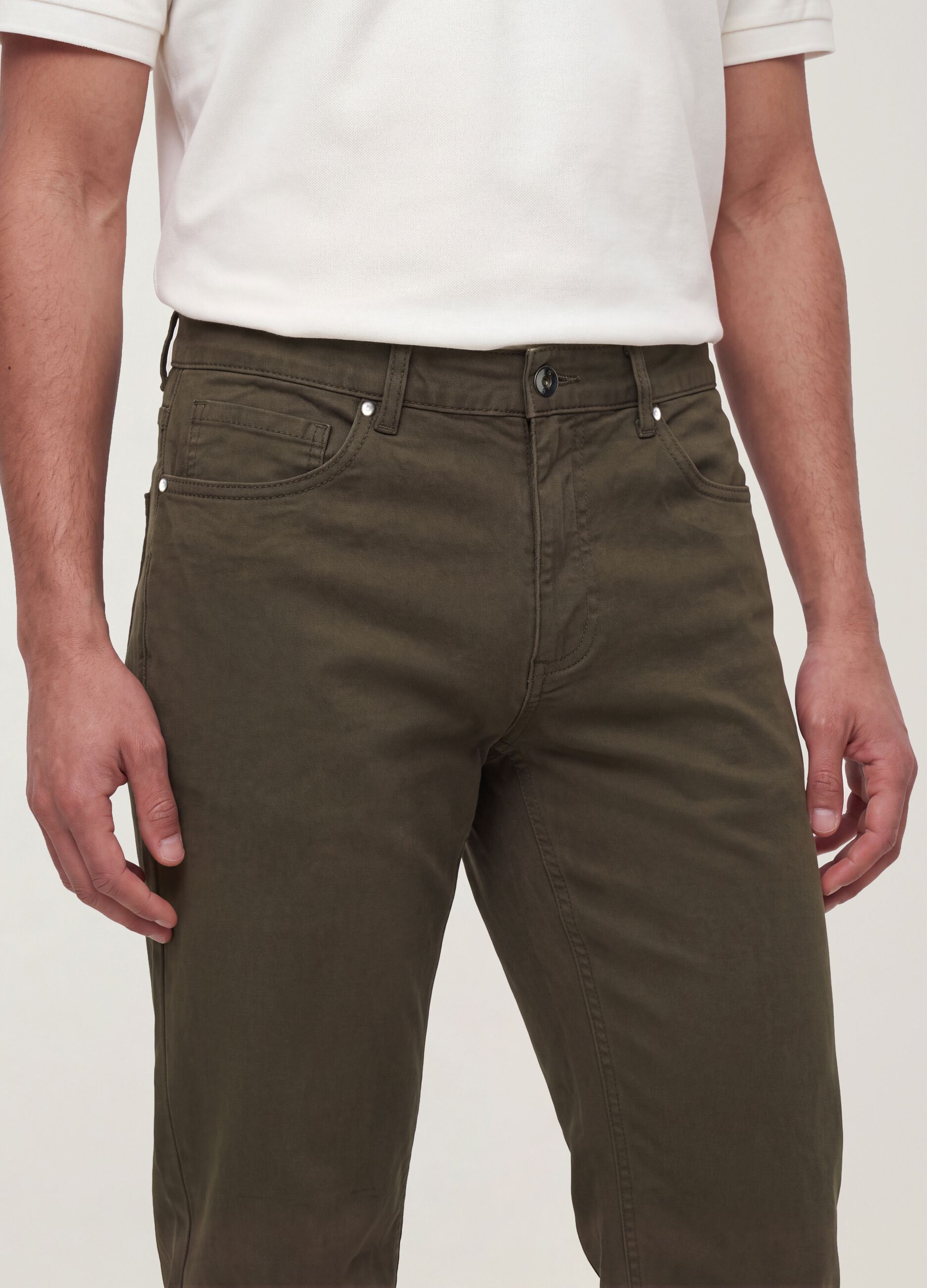 Green slim-fit stretch cotton twill trousers