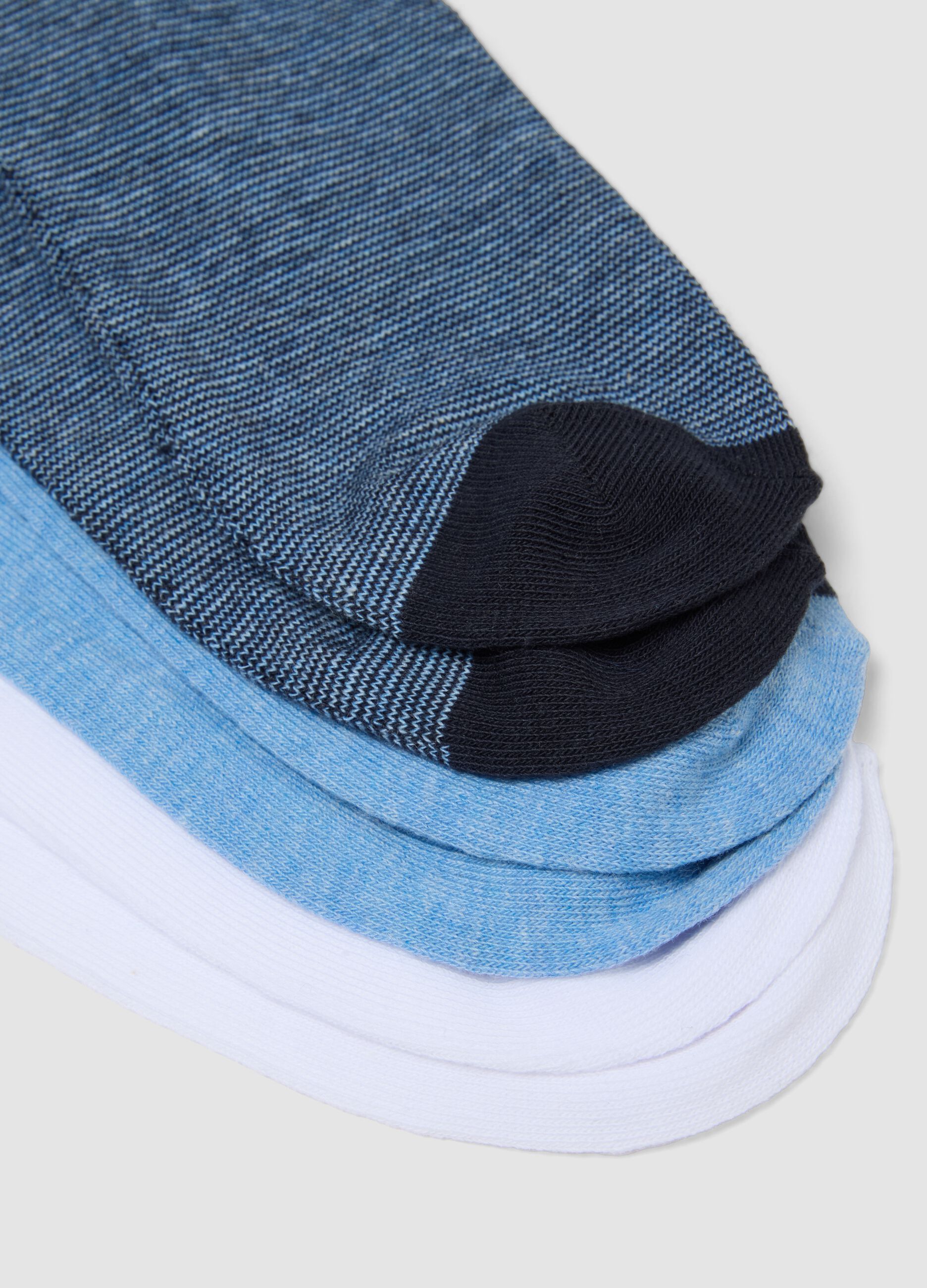 Pack of five blue organic cotton ankle sports socks