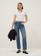 White regular fit deep V stretch cotton T-shirt_1