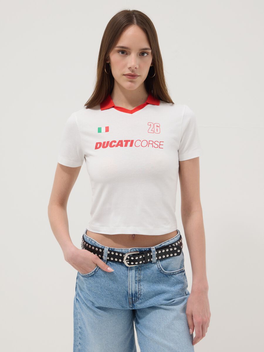 T-shirt in puro cotone multicolor regular fit con stampa Ducati_0