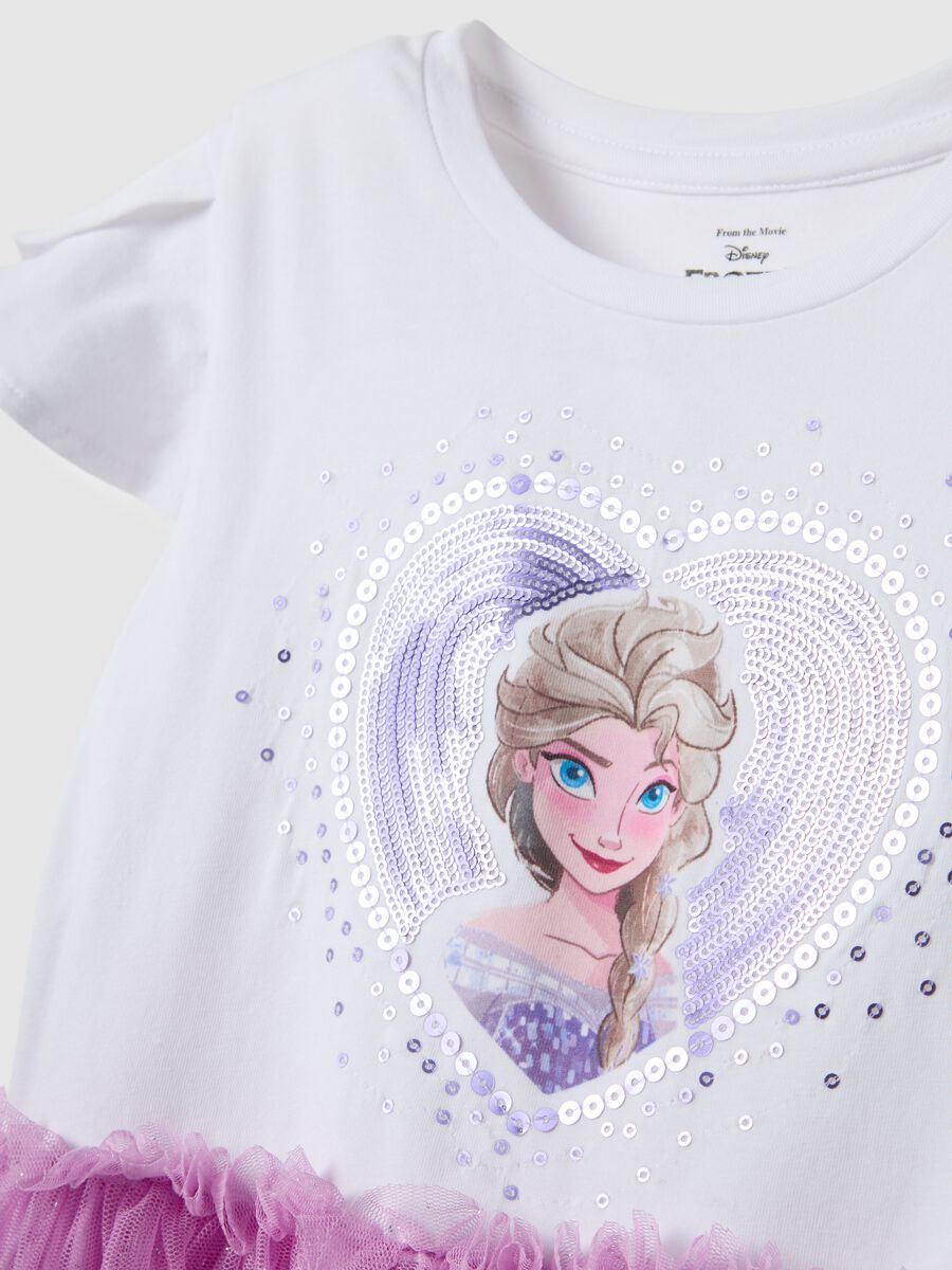 Regular fit stretch cotton dress for girls with Frozen print_2