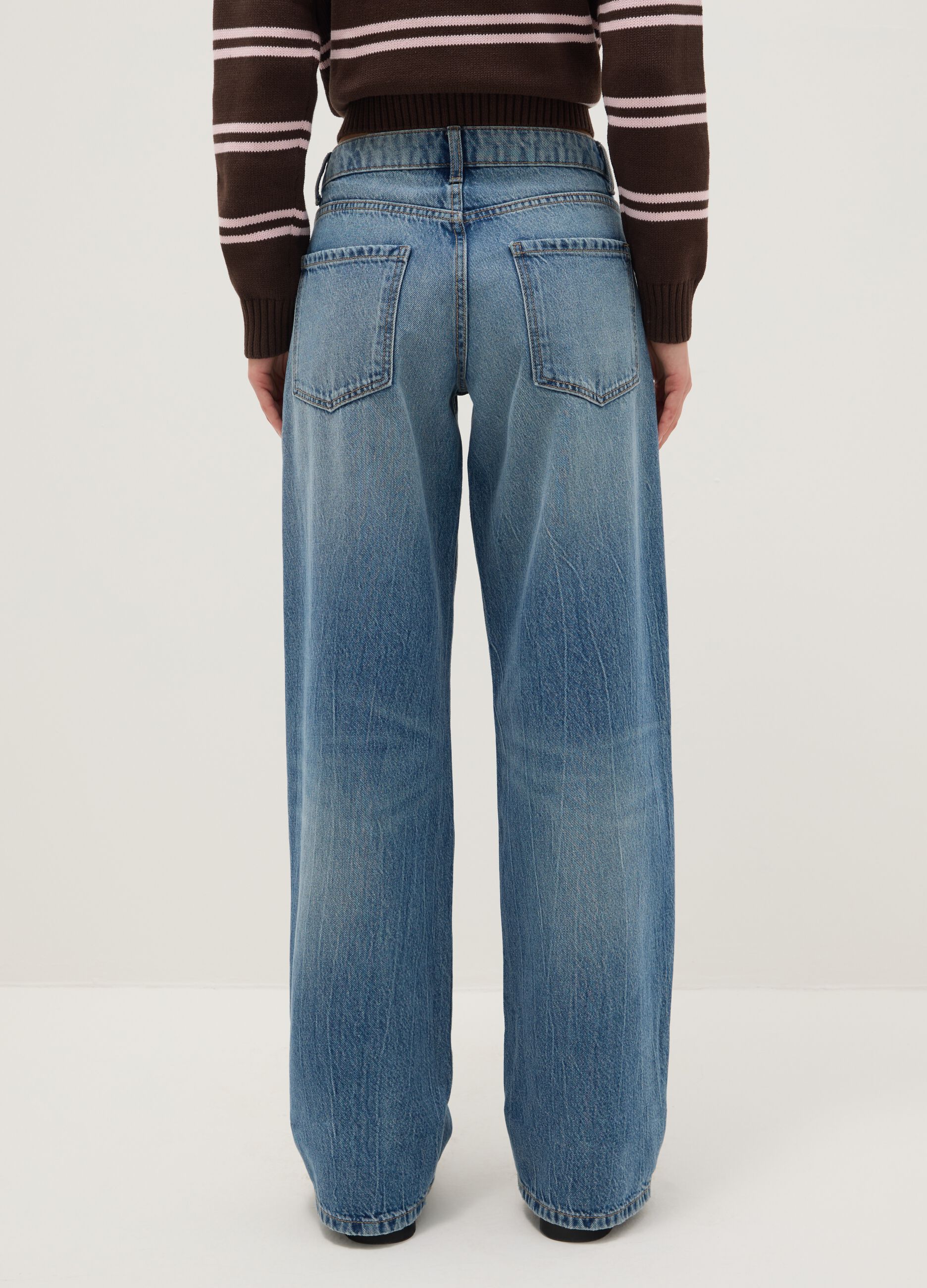 Blue pure cotton boyfriend fit jeans