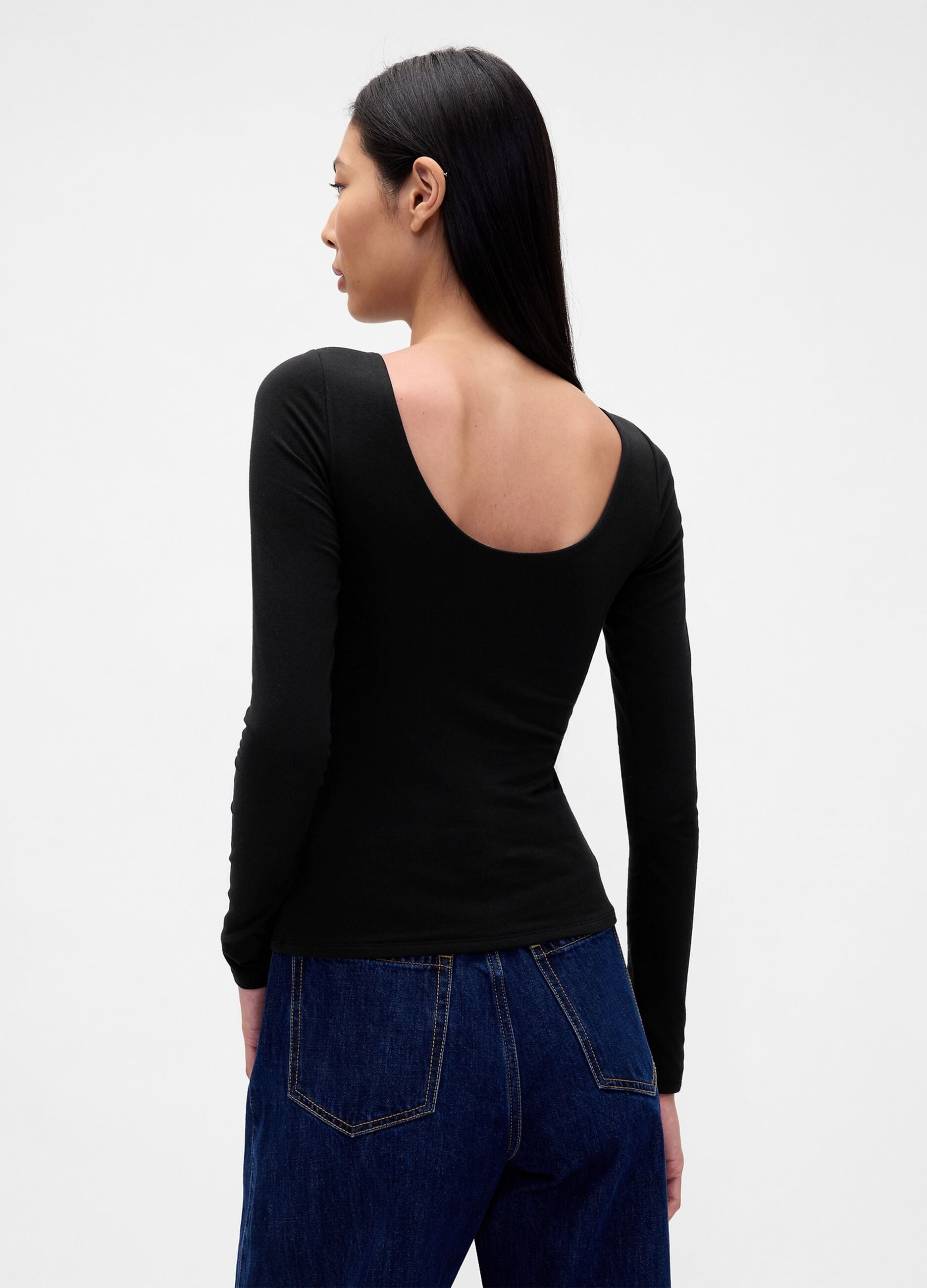 Black Stretch Long Sleeve Top