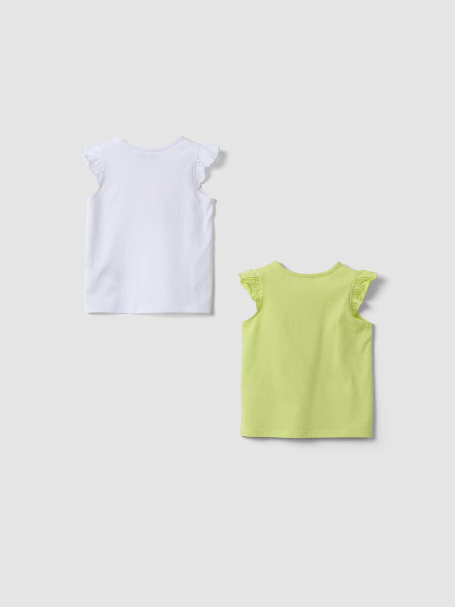 Bipack tank top multicolor in puro cotone da bimba con volant_1