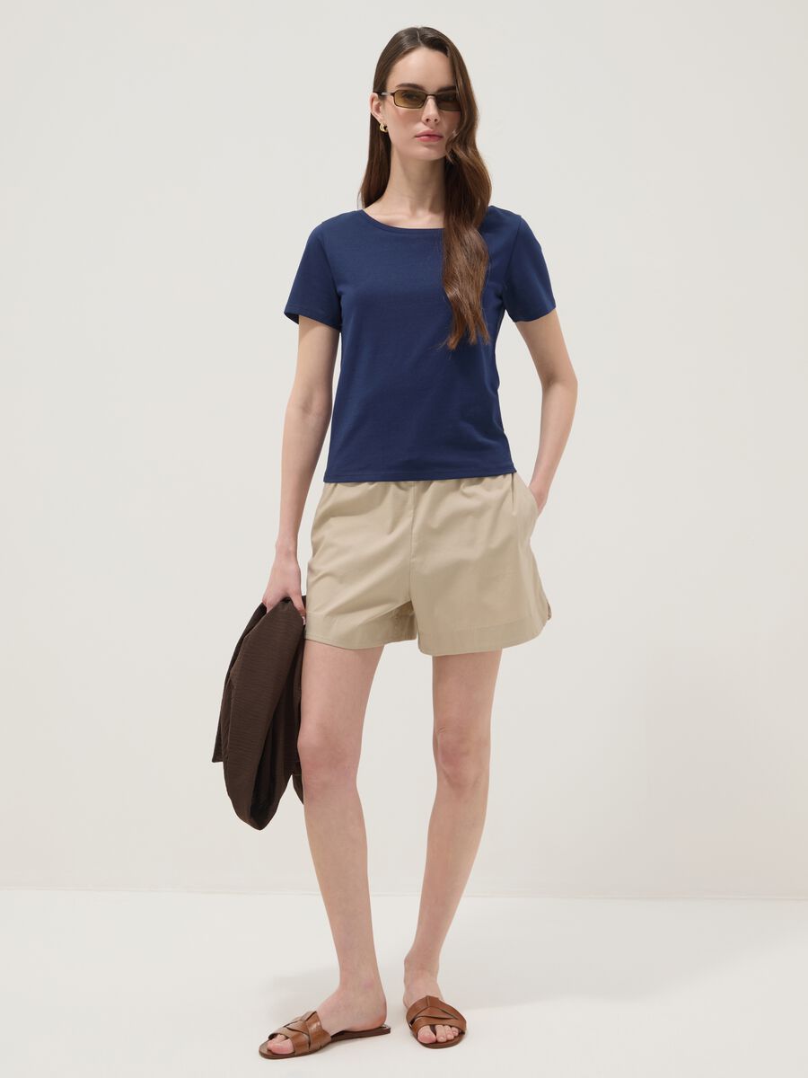 Blue pure cotton short-sleeve T-shirt_2