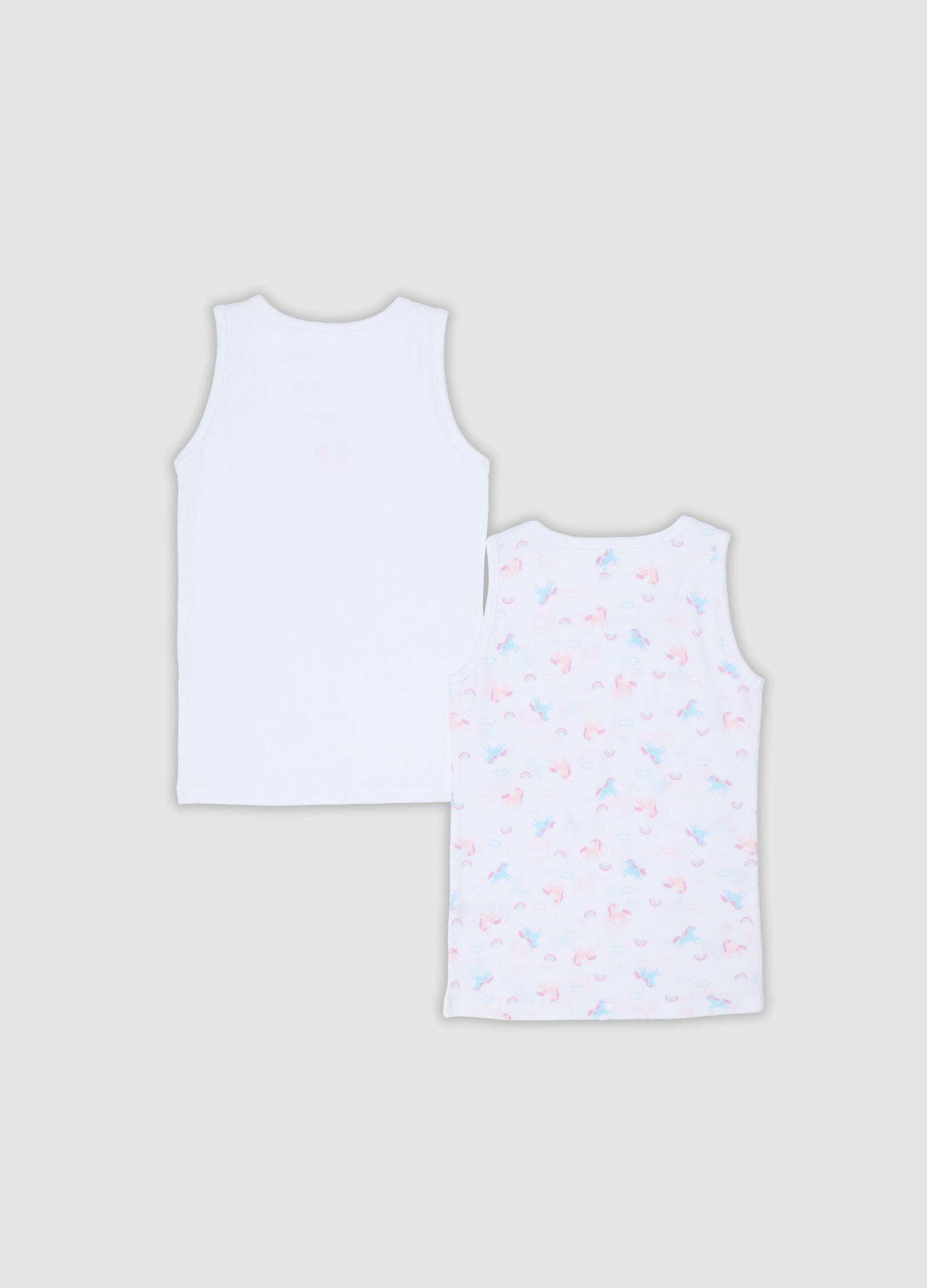 2-pack of girls&rsquo; white organic cotton vests, regular fit