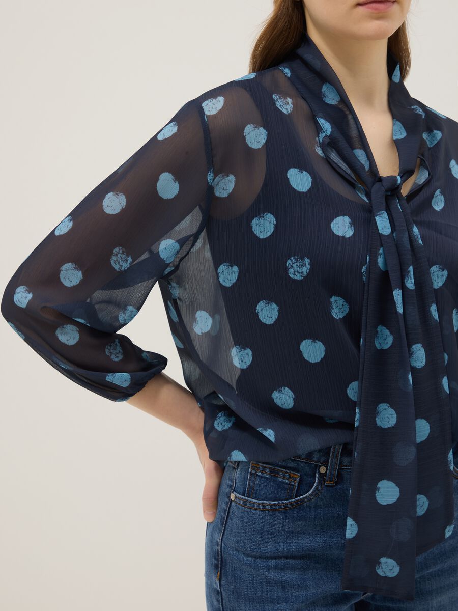 Multicolour Long Sleeve Blouse with Polka Dots, Regular Fit_3