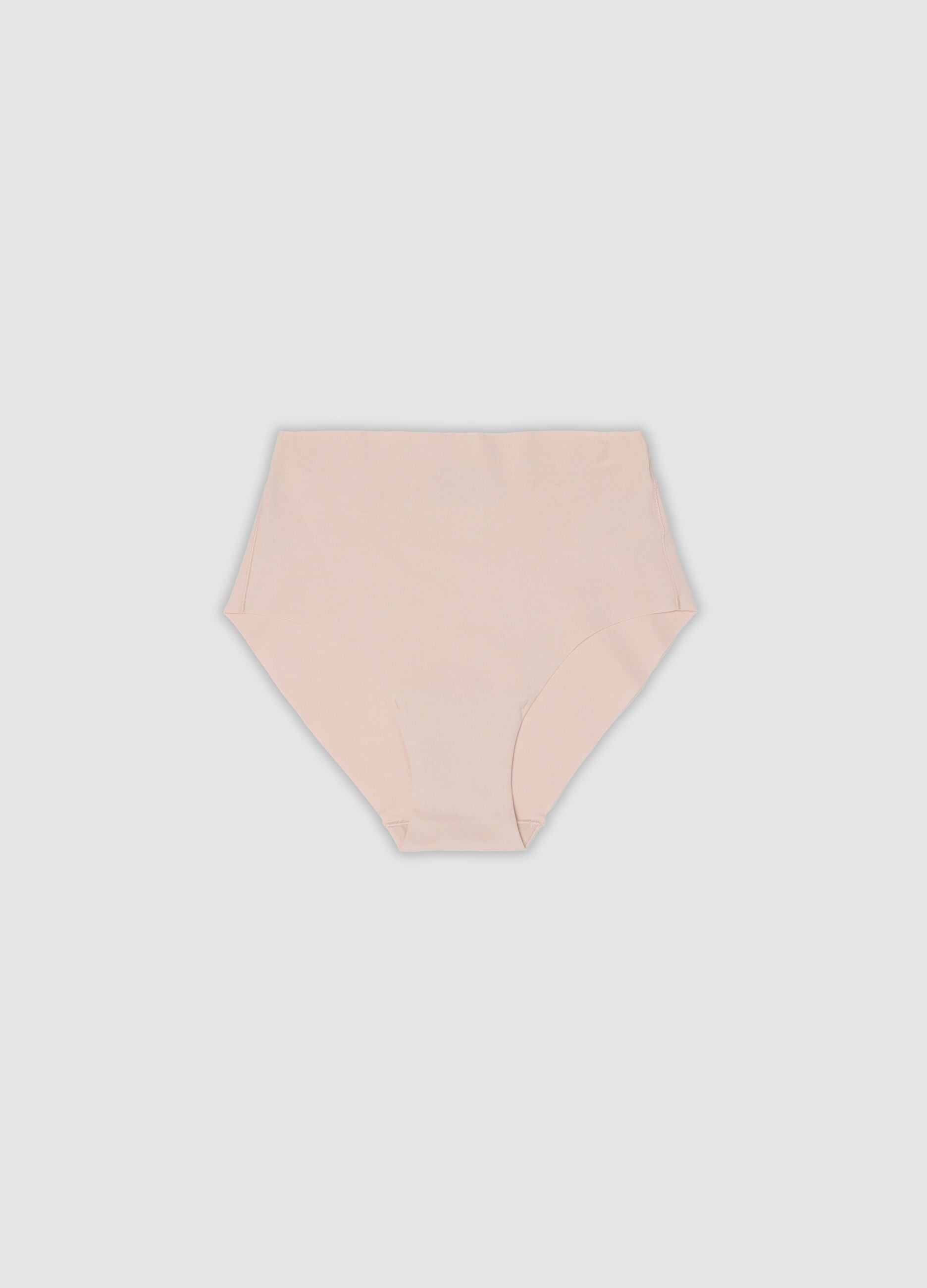 High-waisted pink briefs in stretch organic cotton