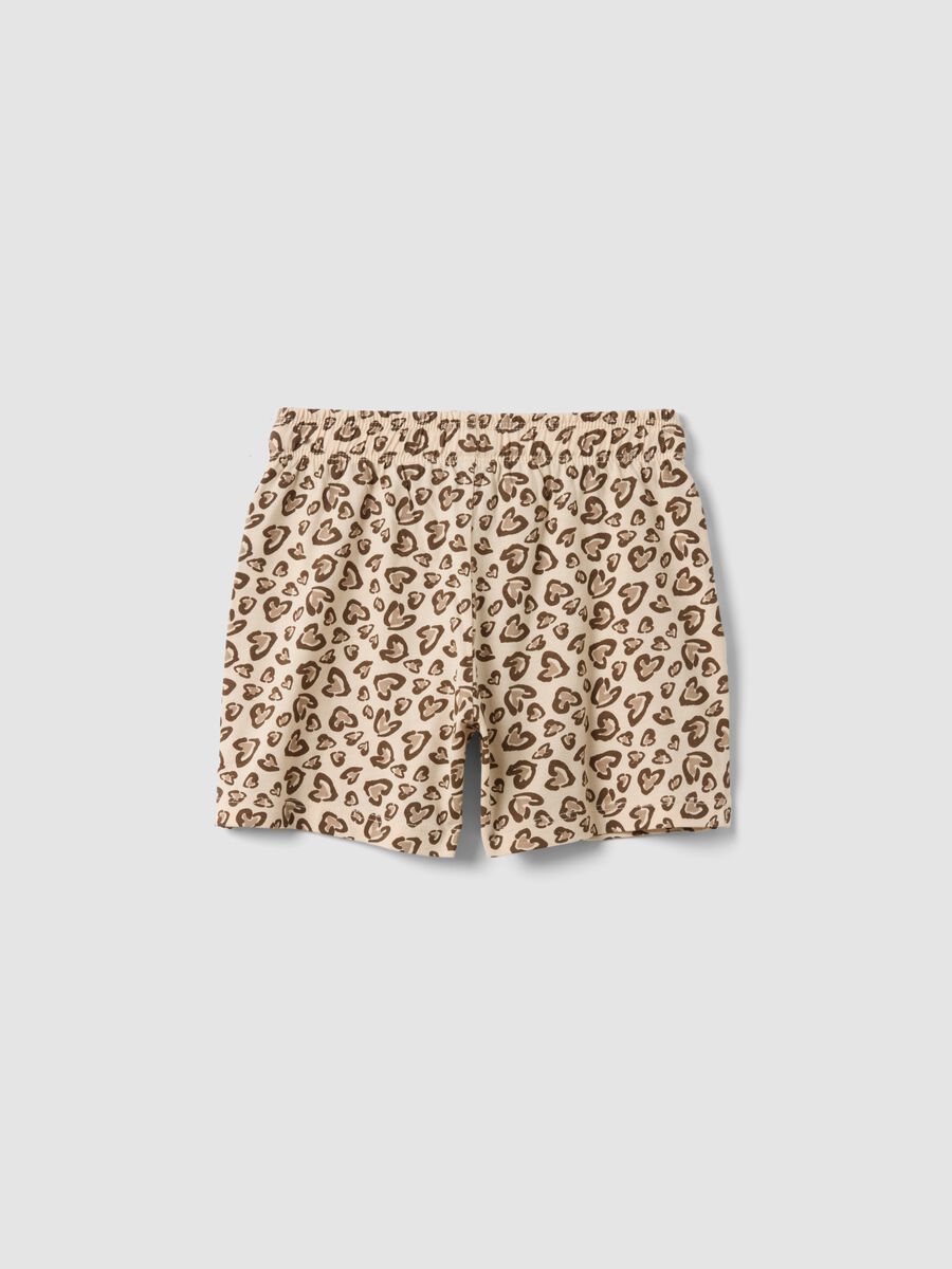 Multicolour heart-print pure organic cotton shorts for girls, regular fit_1