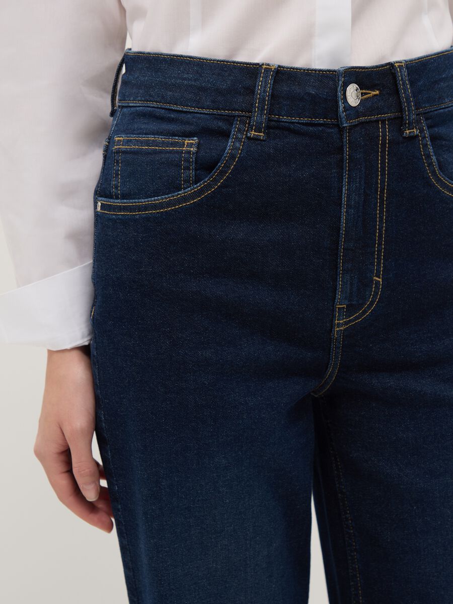 Blue Stretch Cotton Wide Leg Jeans_4