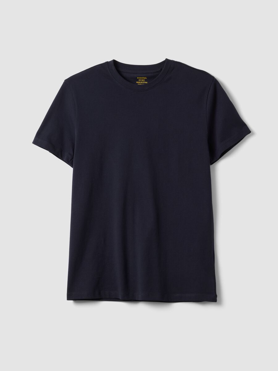 Blue pure cotton short-sleeve T-shirt_4