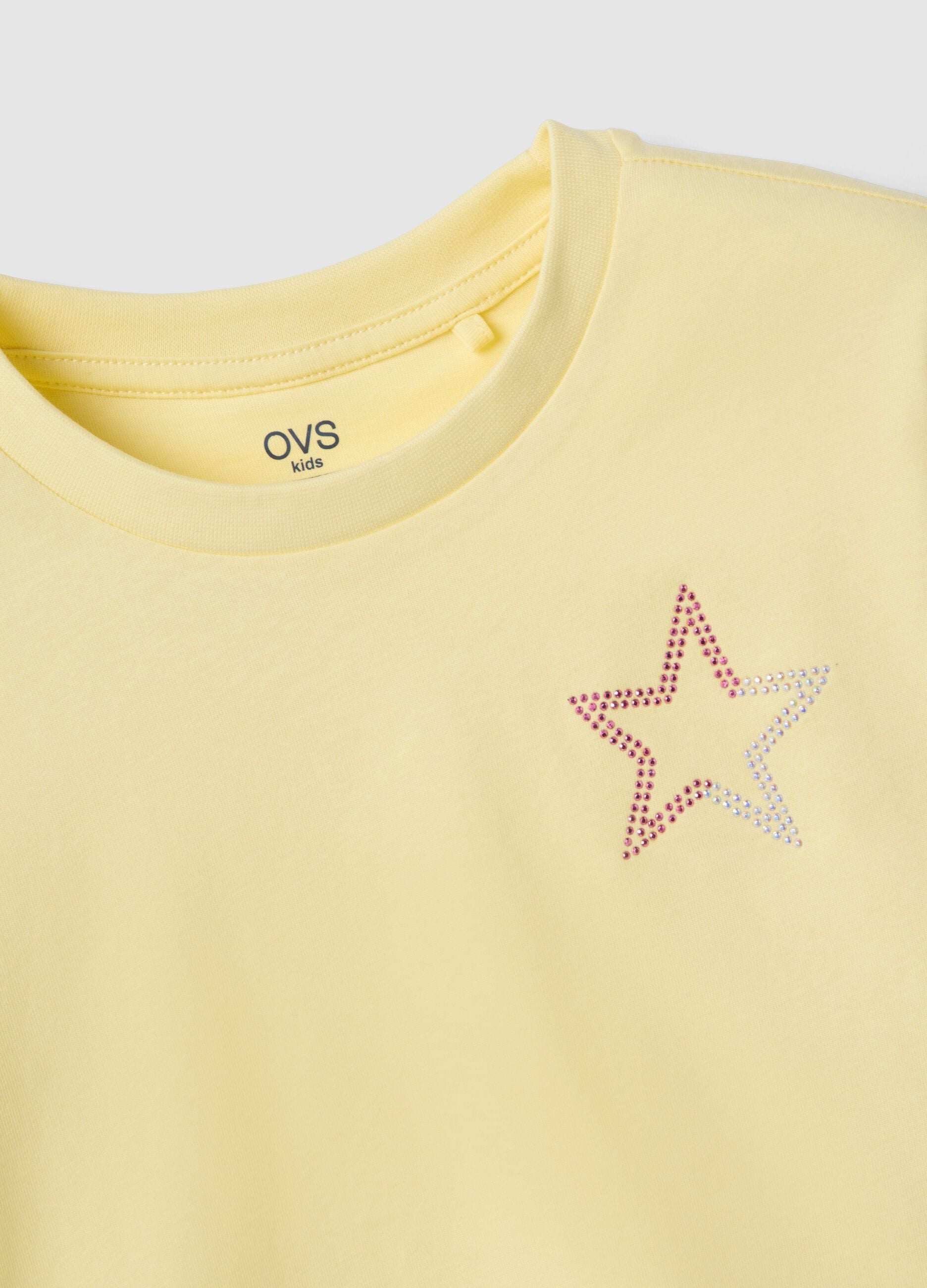 Girl's pure cotton boxy fit yellow t-shirt with star