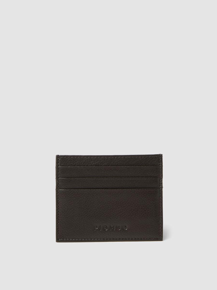 Portacarte marrone in vera pelle_0