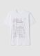 White pure cotton T-shirt with print, regular fit_4
