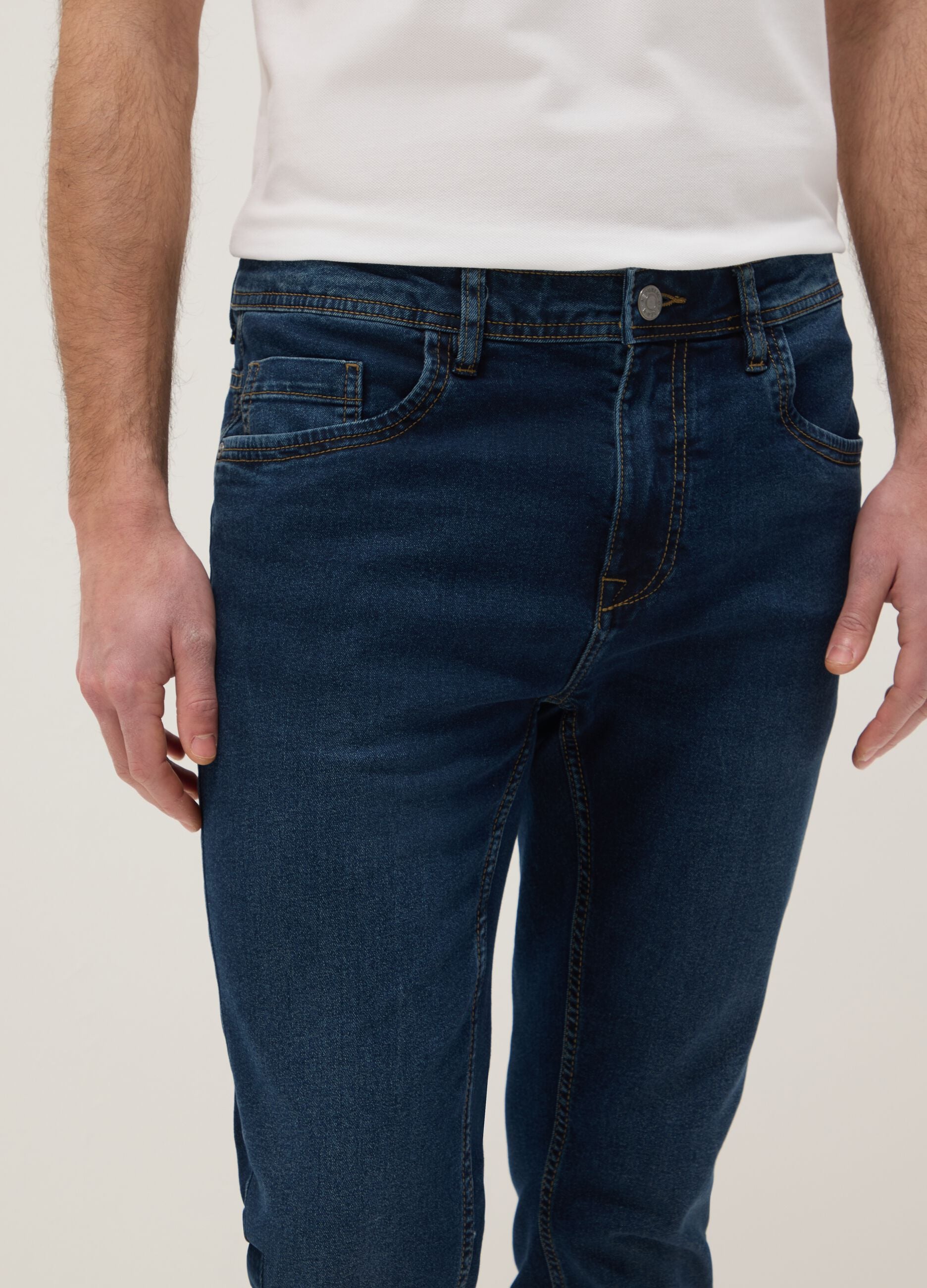 Blue Super Skinny Cotton Blend Jeans