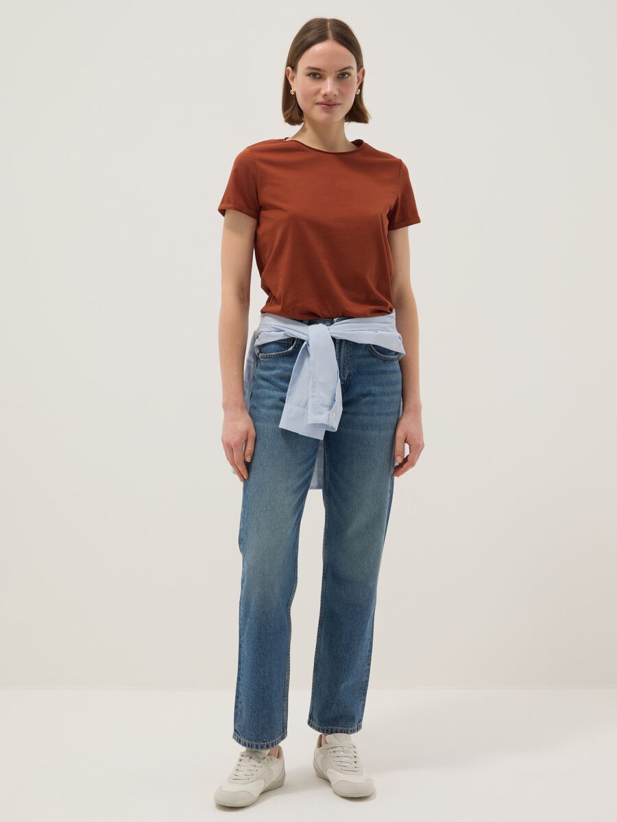 Brown short sleeve pure cotton regular fit T-shirt_2