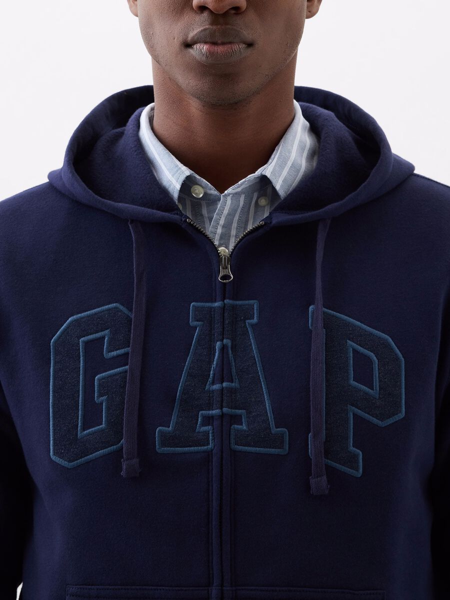Full-zip fleece sweatshirt with logo embroidery_2