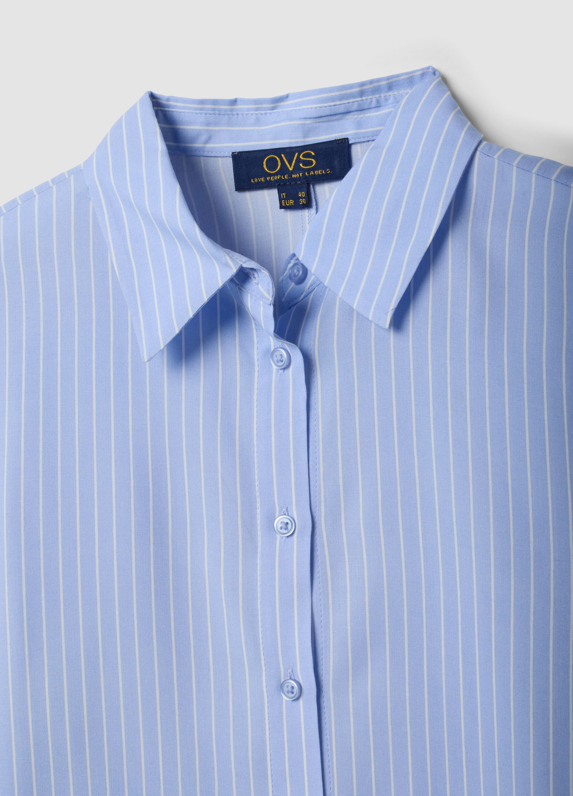 Blue striped pure viscose shirt, regular fit