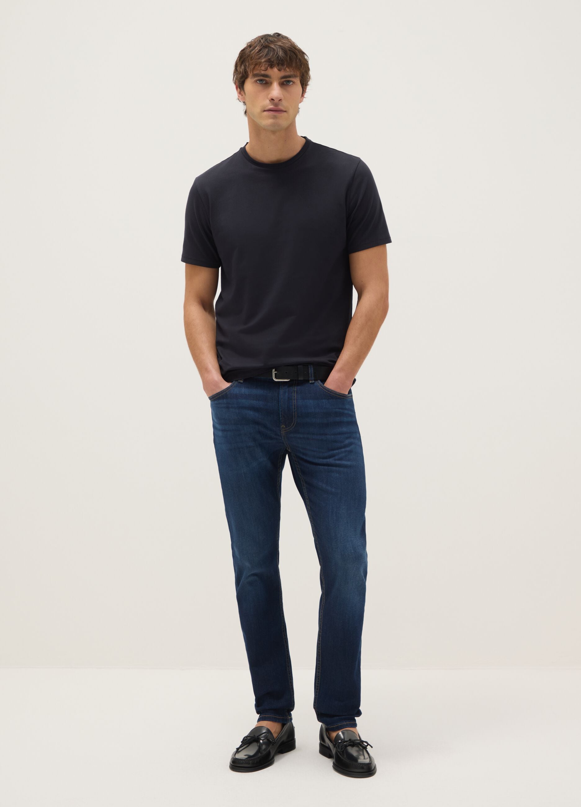 Blue skinny fit stretch cotton jeans