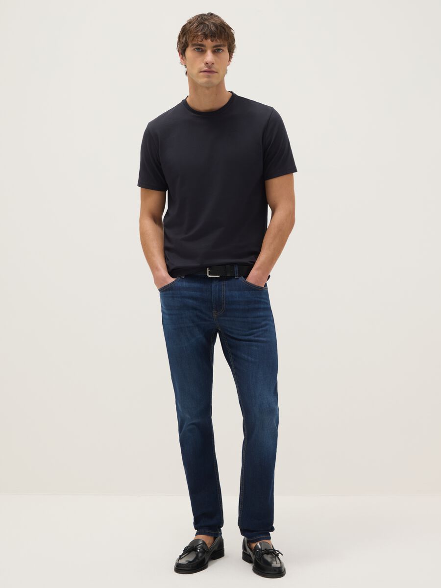 Blue skinny fit stretch cotton jeans_0
