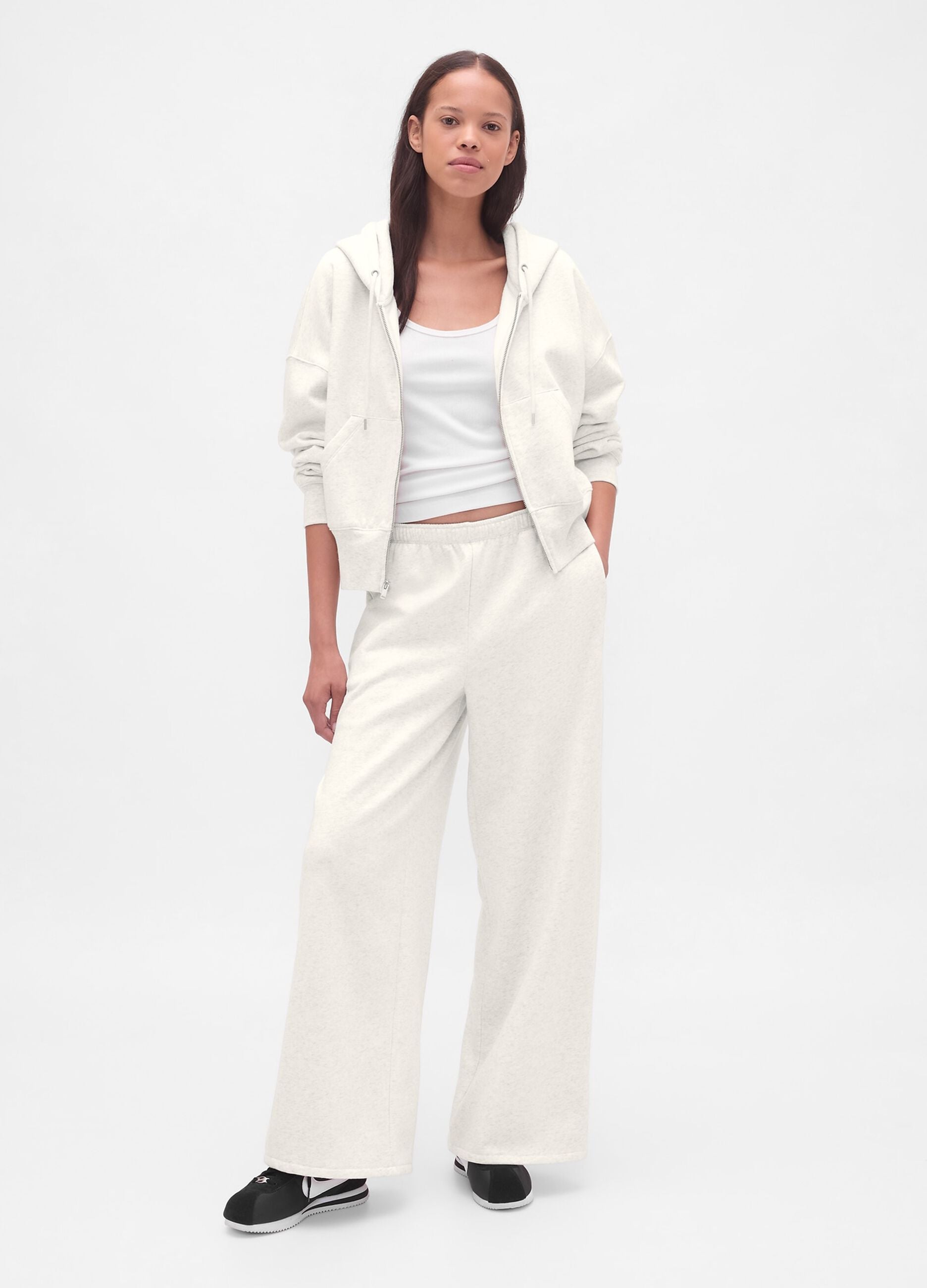 White Hoodie with Full Zip