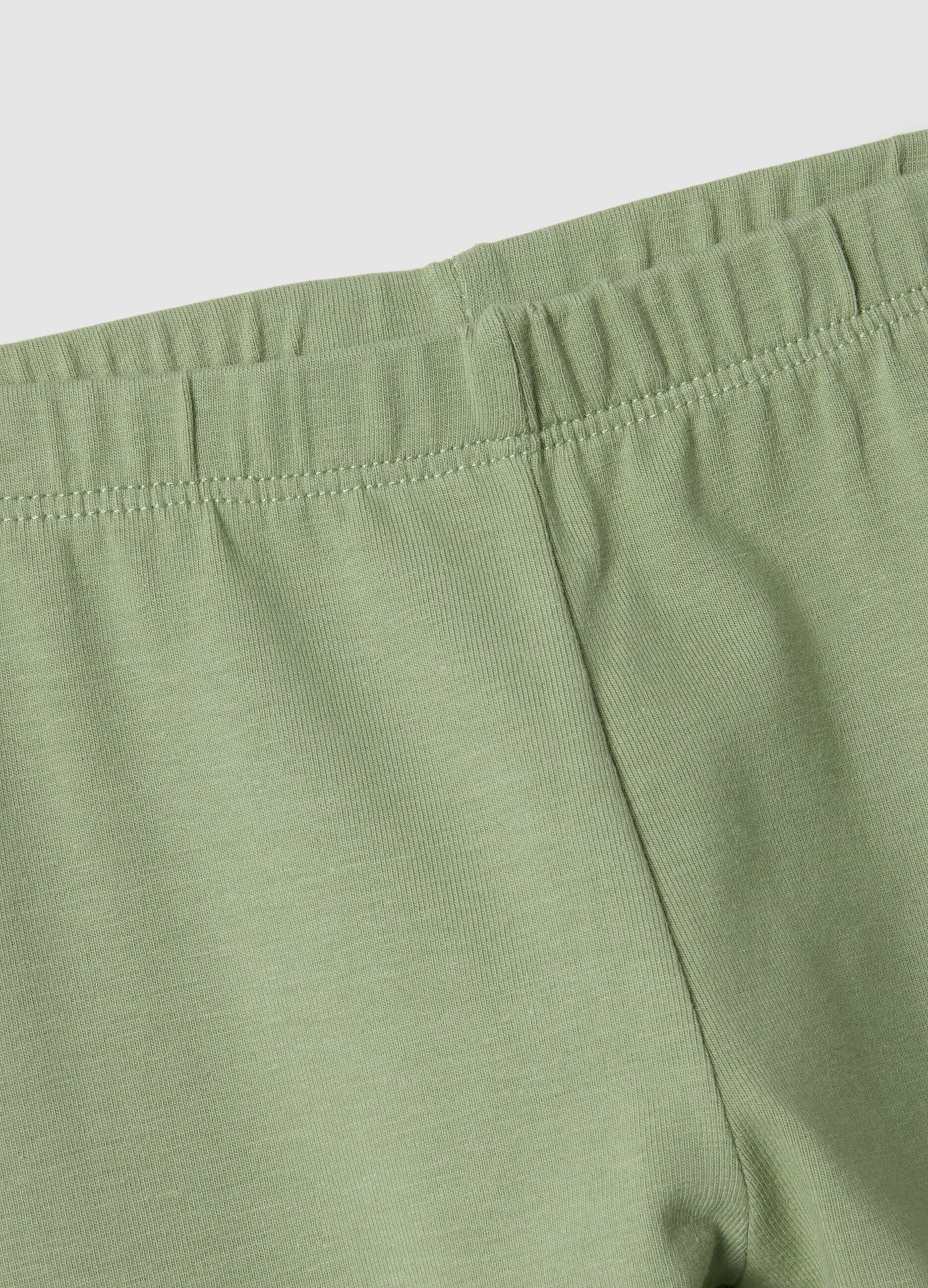Girls' green stretch cotton slim fit leggings