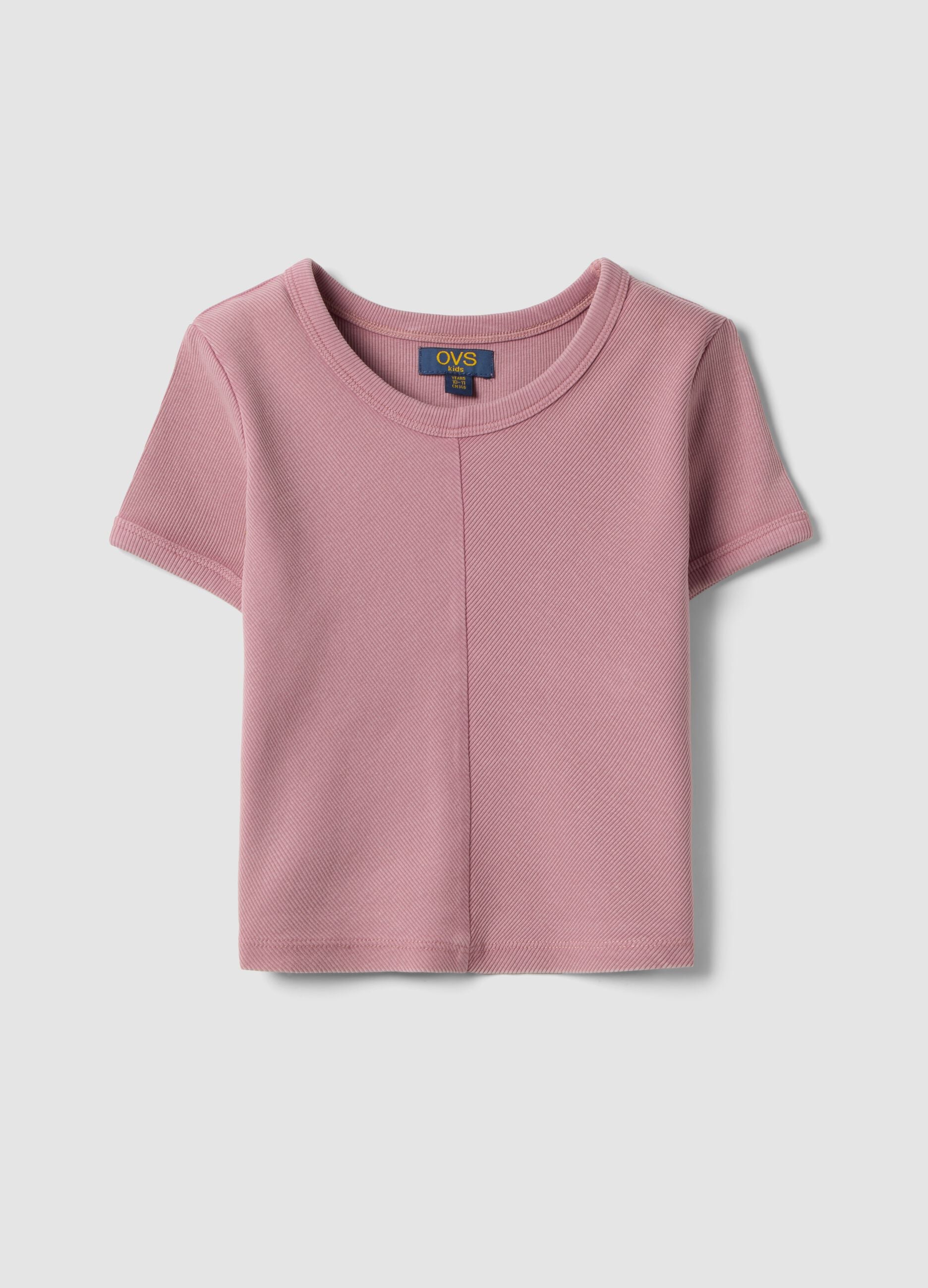 Pink short-sleeve stretch-cotton T-shirt