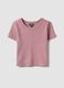 Pink short-sleeve stretch-cotton T-shirt_3