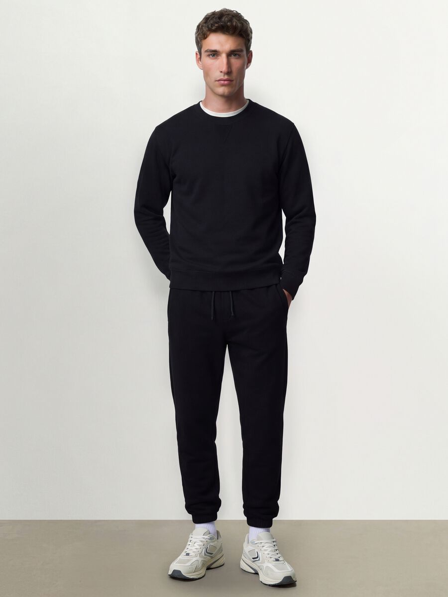 Pantaloni jogger neri in misto cotone regular fit_0