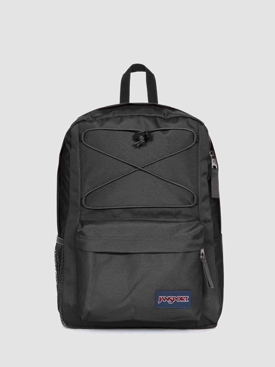 Black backpack with front pocket and adjustable shoulder straps_0