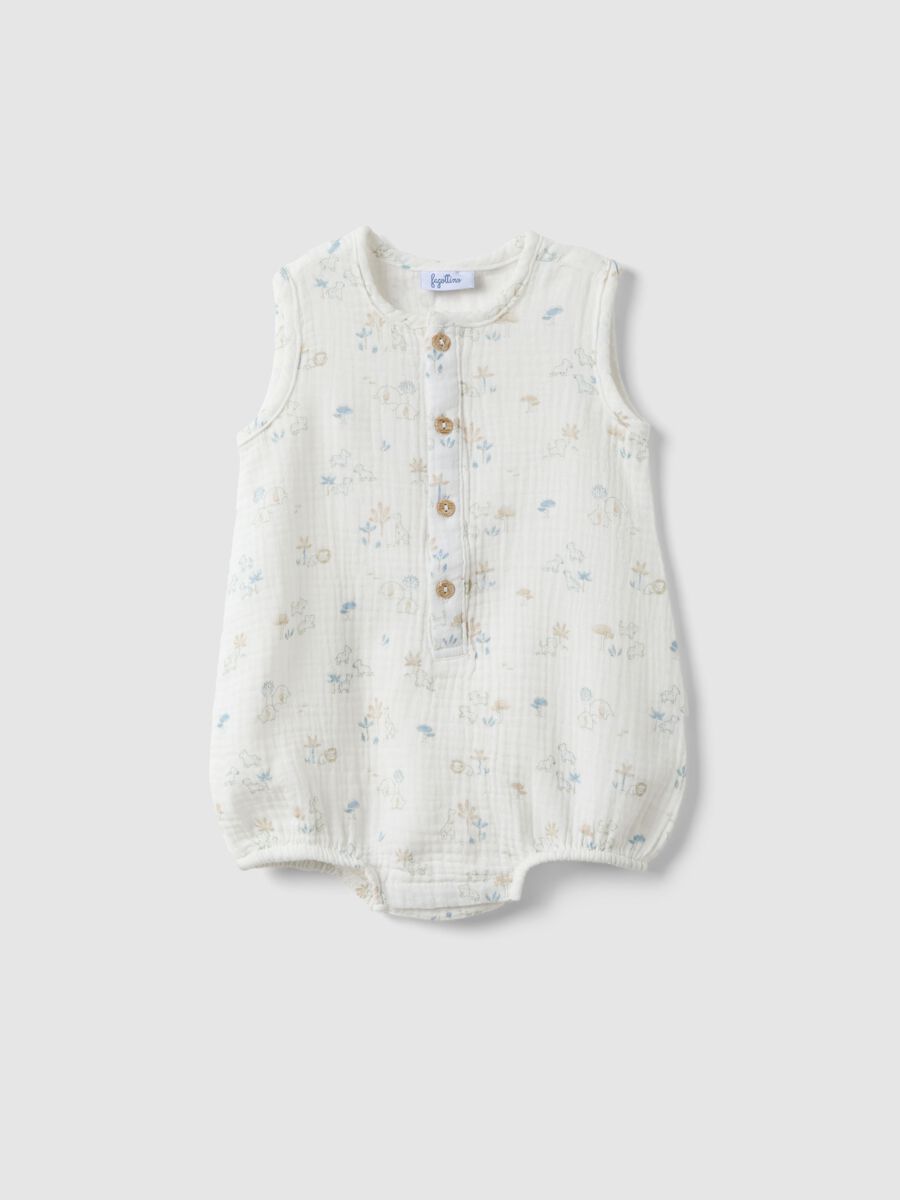 Newborn white pure cotton romper with designs_0
