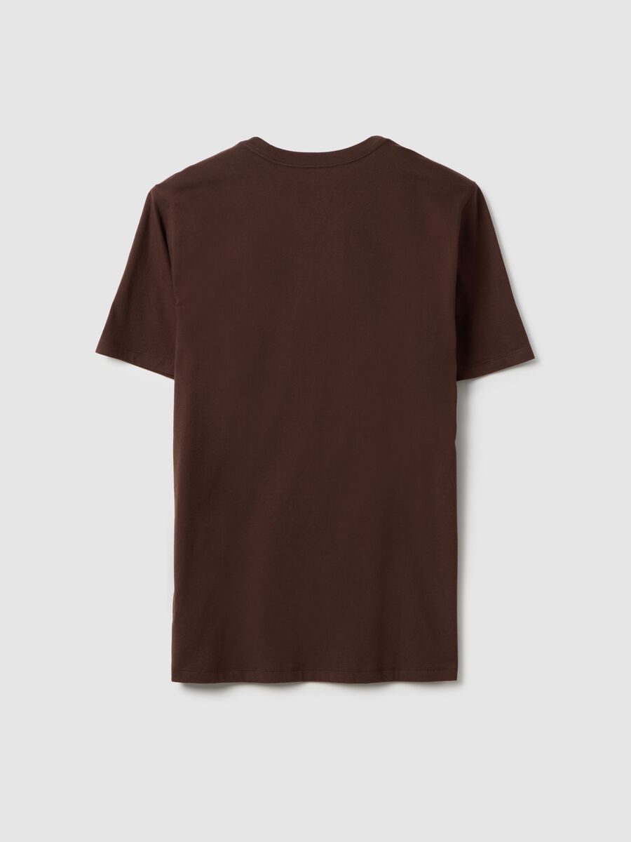 Brown short-sleeve T-shirt in pure cotton, regular fit with logo_1