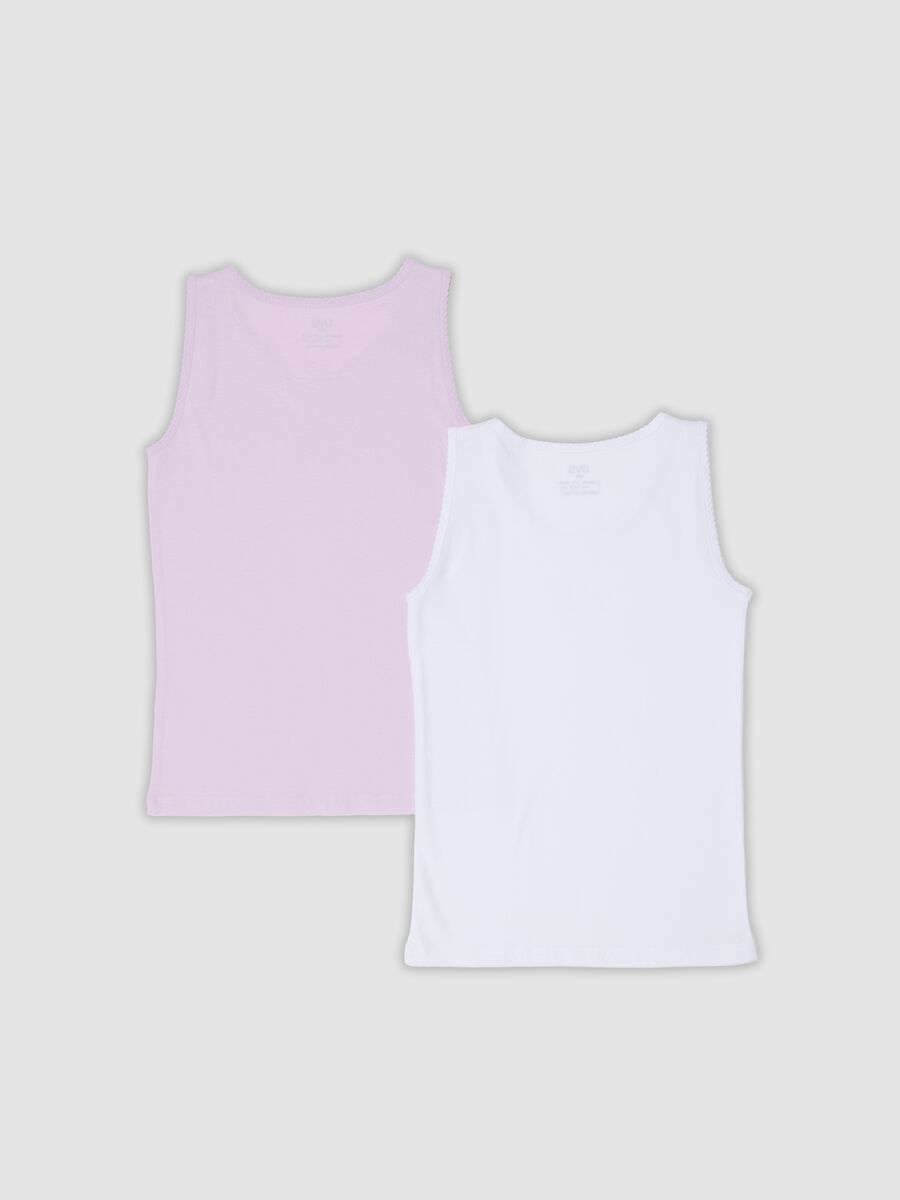 2-pack of multicolour girls&rsquo; organic cotton crew-neck vests_1