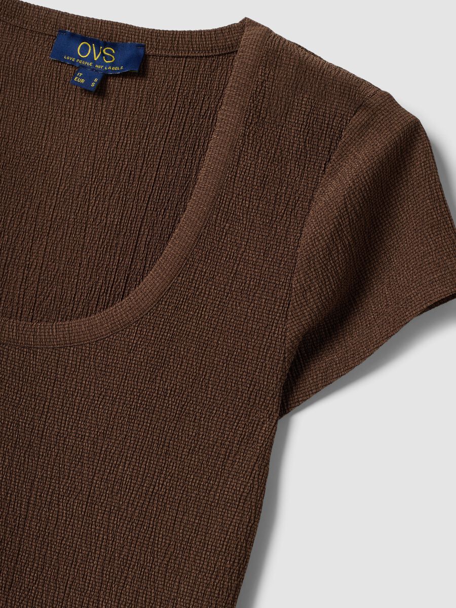 Brown stretch-fabric T-shirt_5