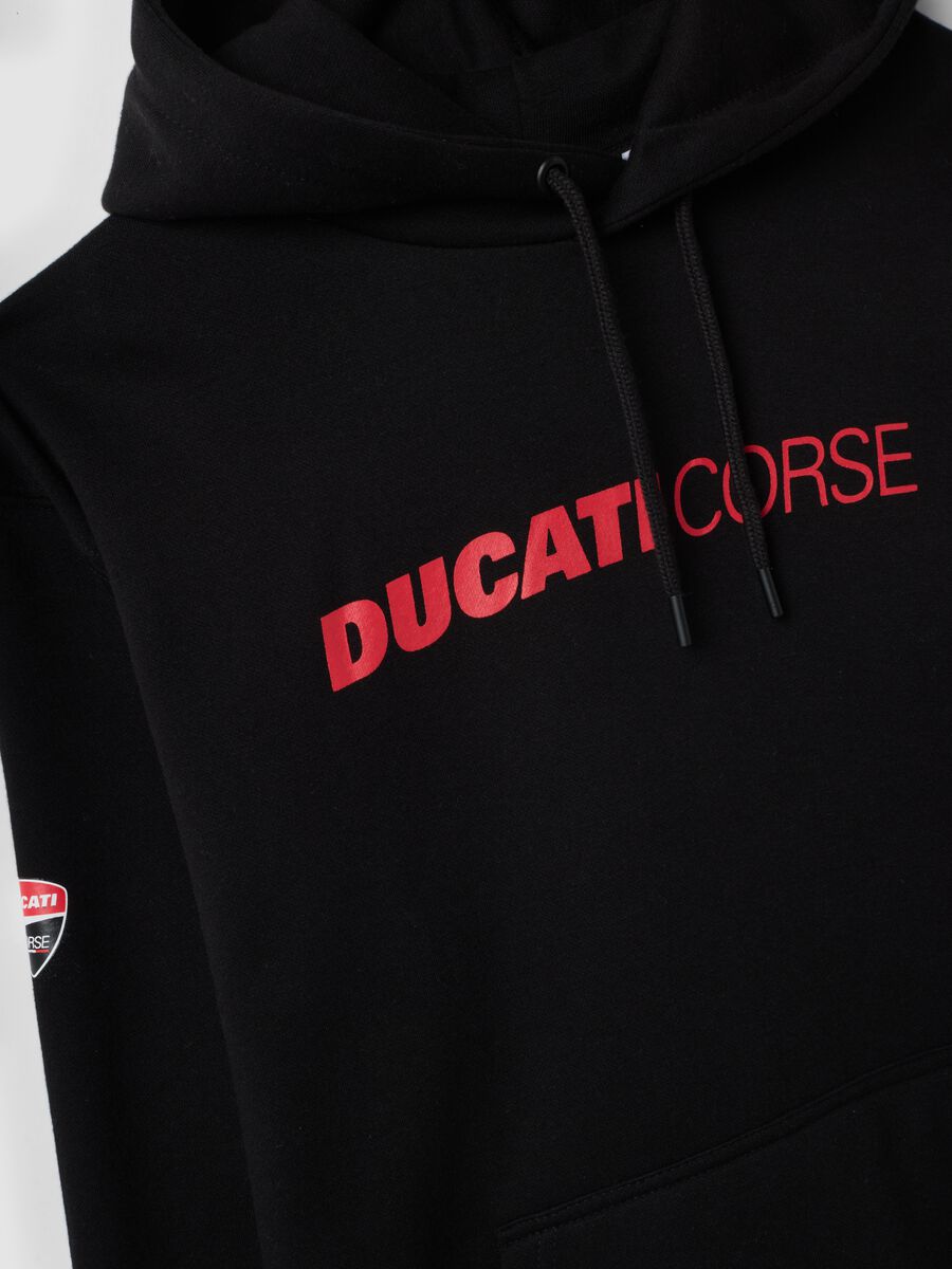 Black cotton-blend hoodie with Ducati print, relaxed fit_1