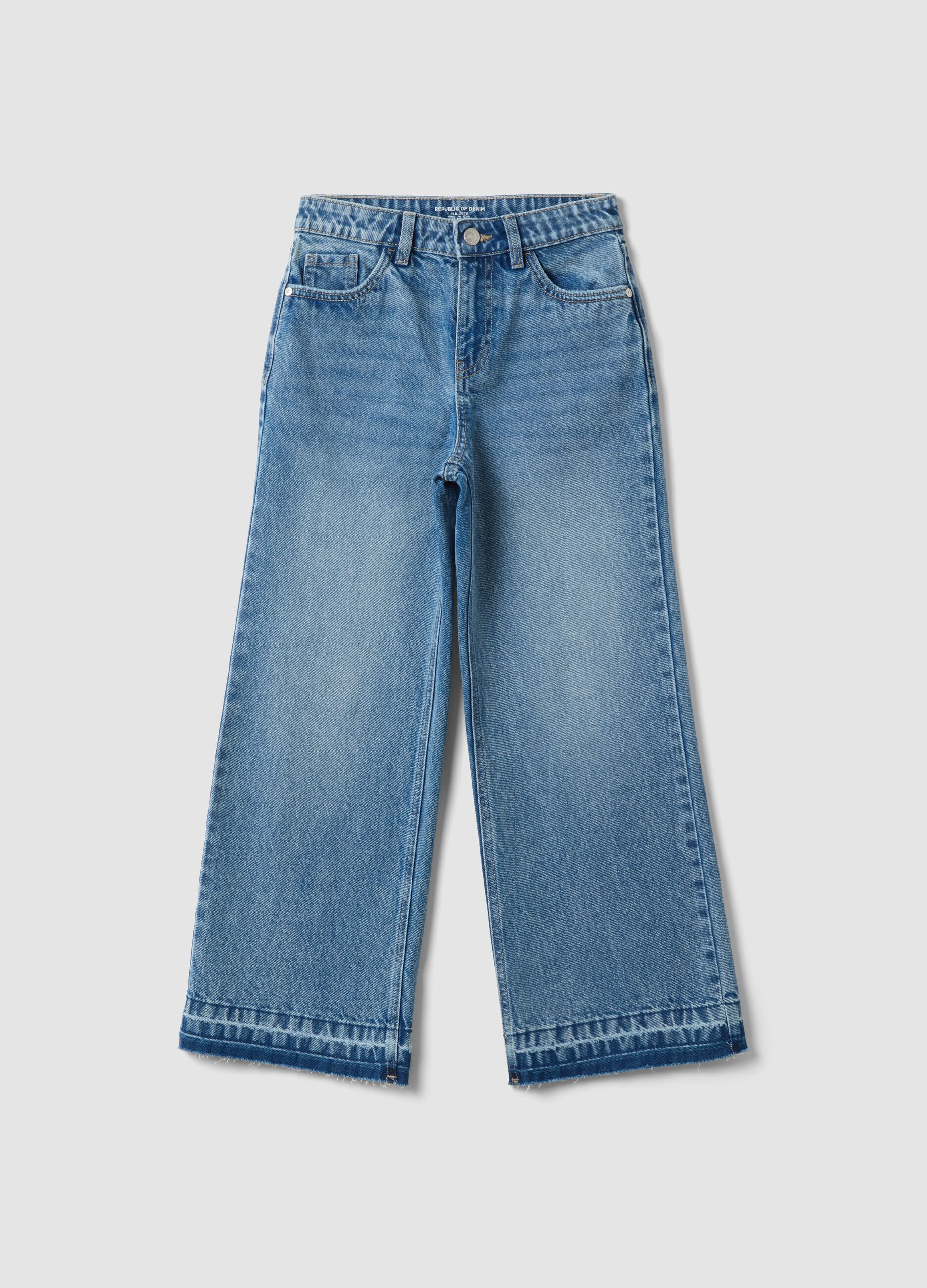 Pure cotton denim culotte jeans for girls