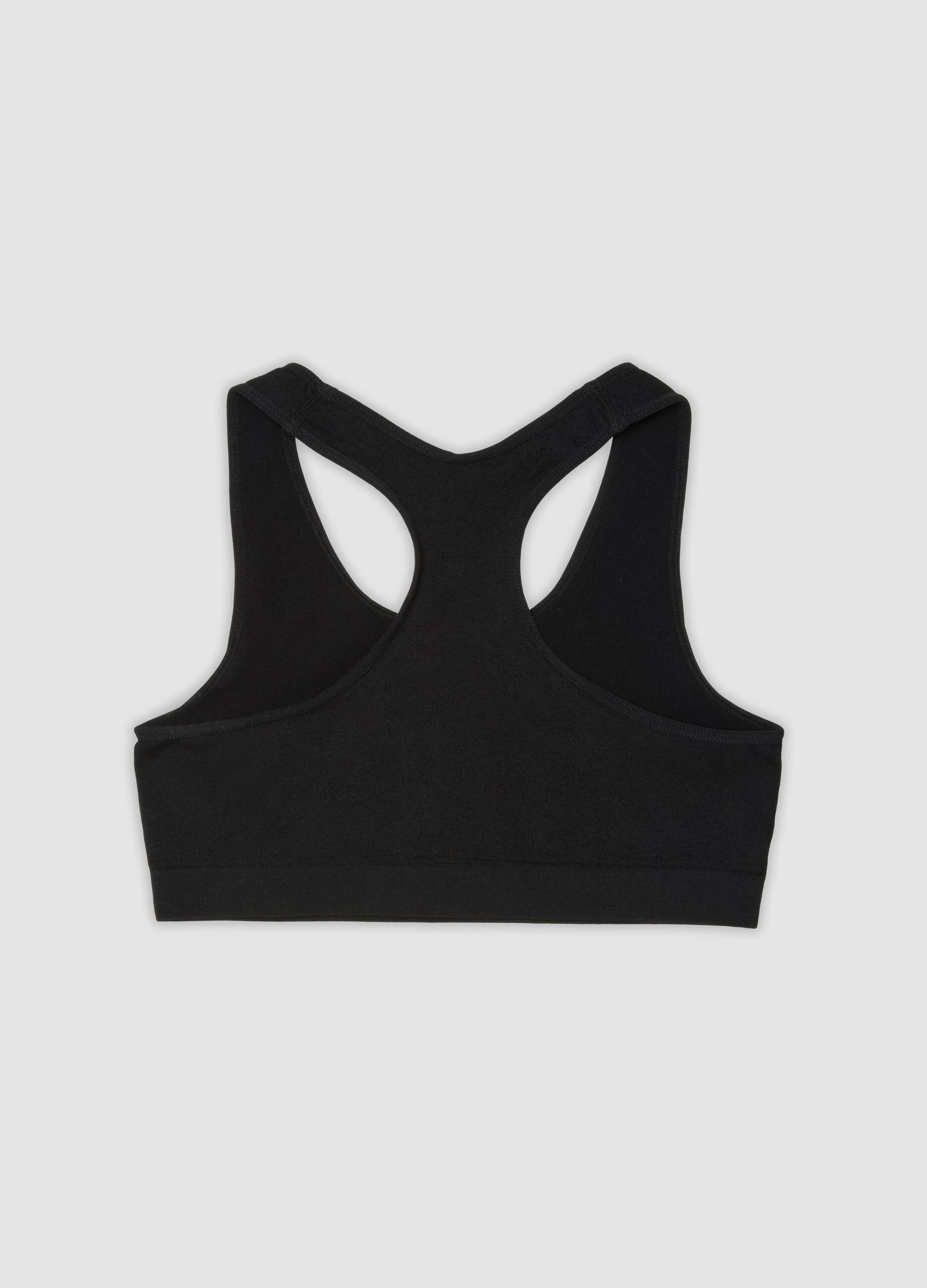 Black stretch microfibre sports bra for girls