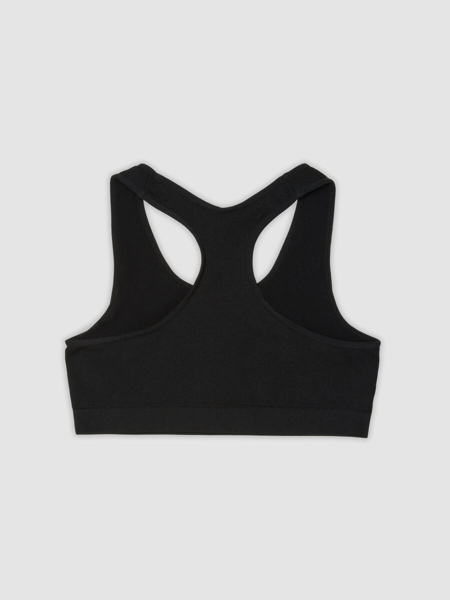 Black stretch microfibre sports bra for girls_1