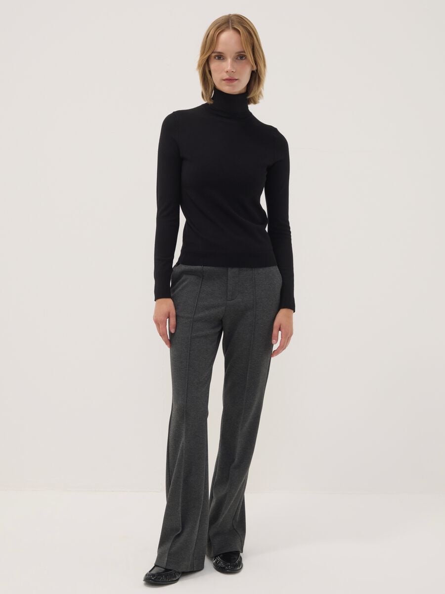 Grey stretch viscose straight-fit trousers_0