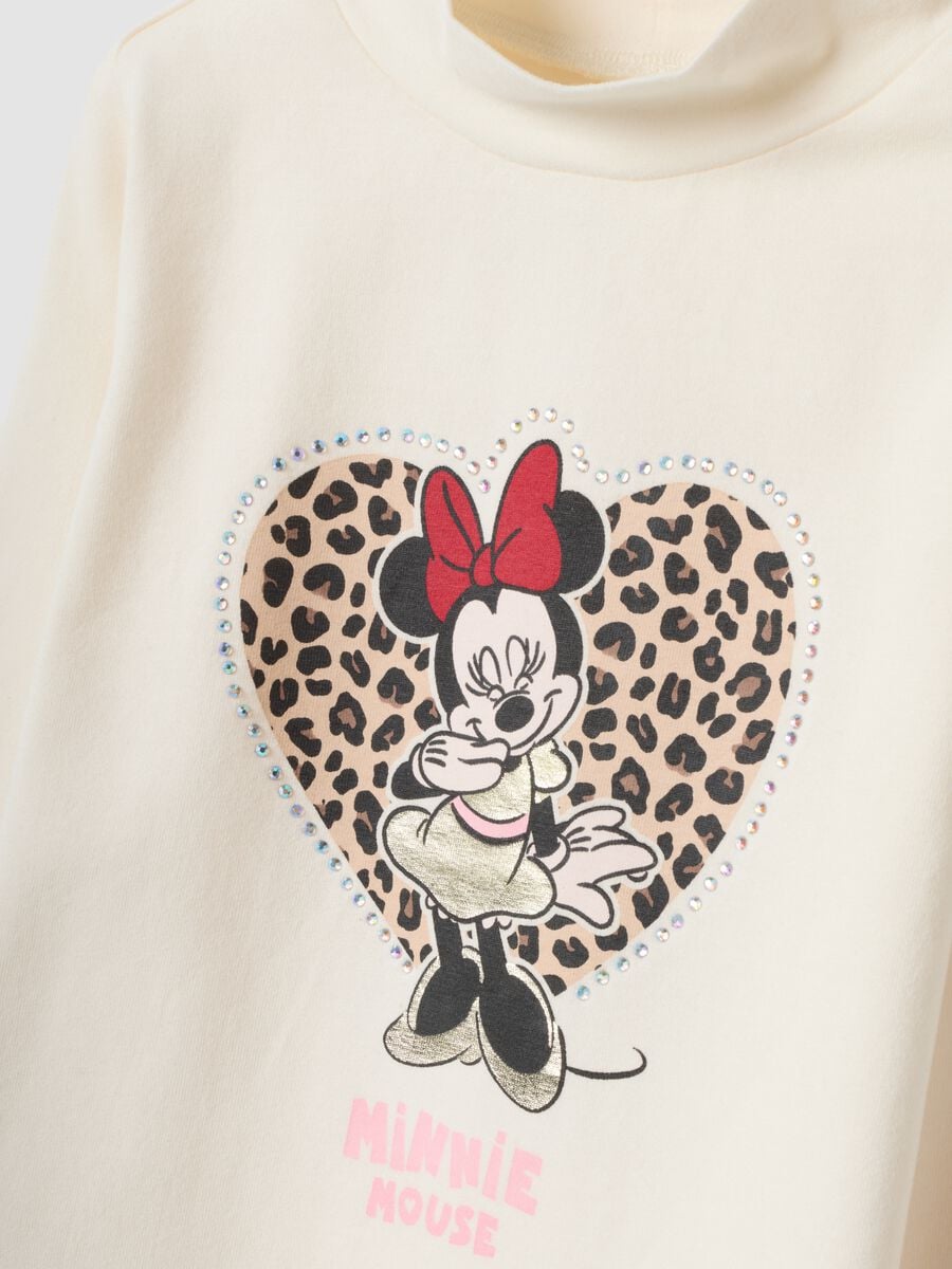 White stretch cotton Minnie print T-shirt_2