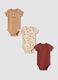 3-pack beige and red organic cotton crew-neck bodysuits_0