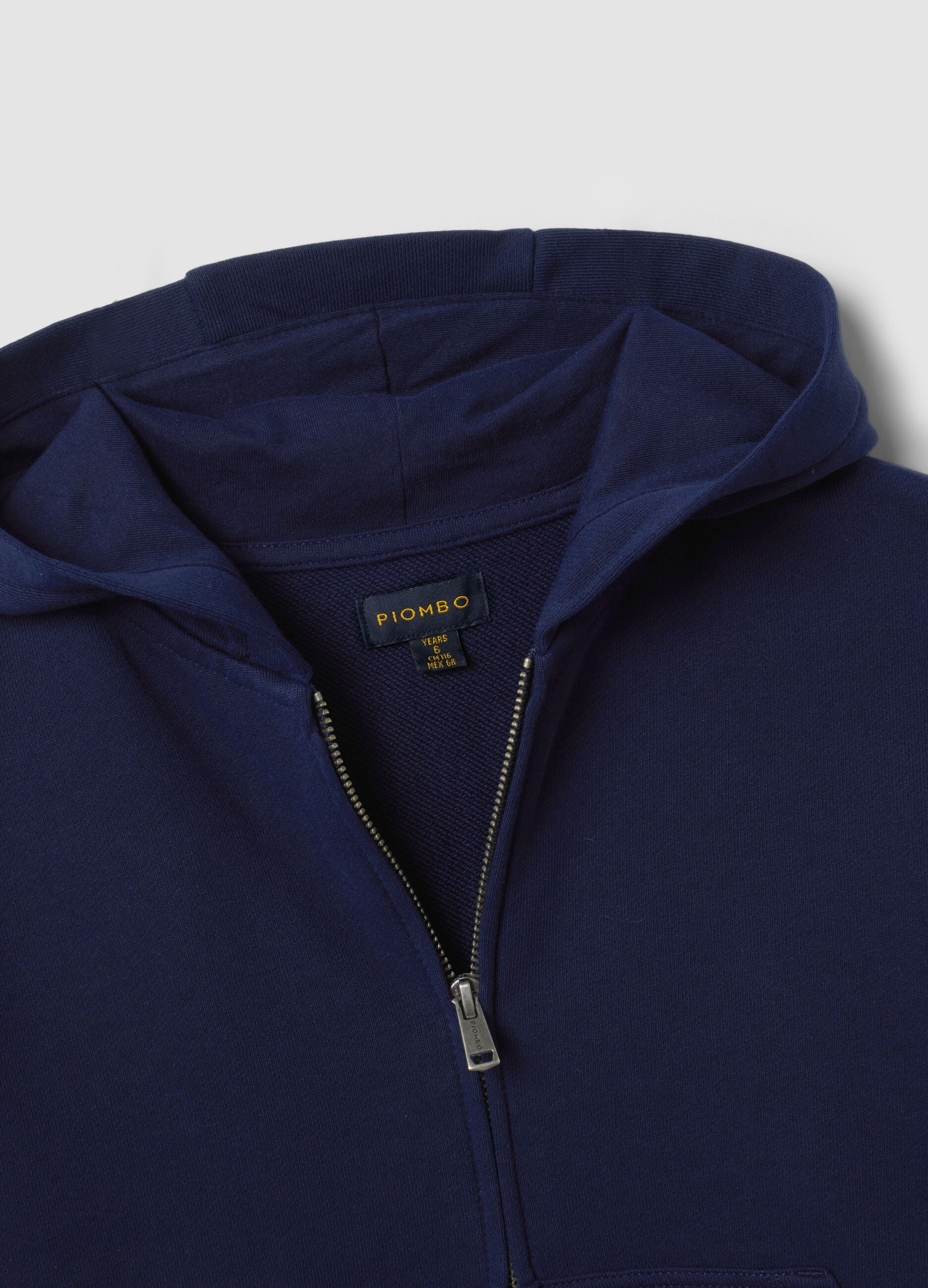 Blue pure cotton hoodie with regular fit for boys